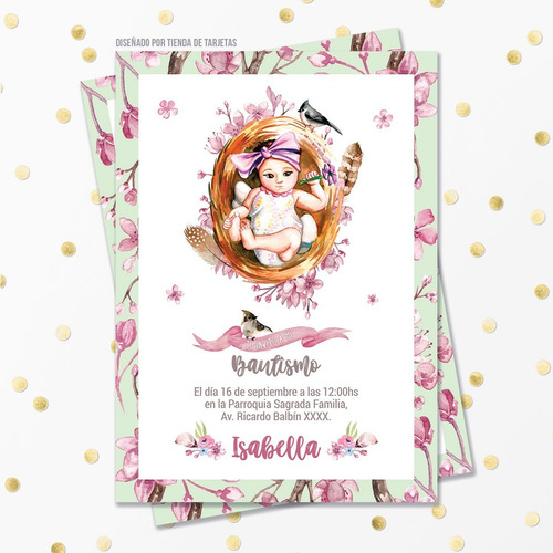 Imagen 1 de 4 de Invitación Digital + Imprimible - Bautismo Baby Shower 1 Año