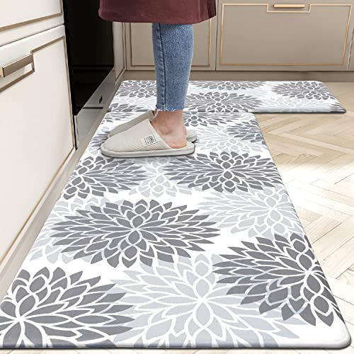 Alfombras Antifatiga Para Cocina 2u Floral Gris 43x71 43x120