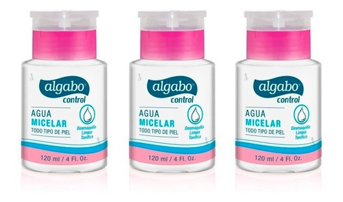 Agua Micelar Algabo Con Dispenser Dosificador 120ml X 3u