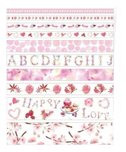 1 Kit Washi Tape 10 Fita Adesiva Decorada Importada Original