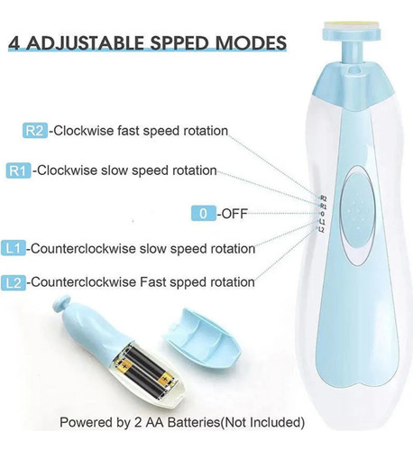 CREATOR Recortadora De Uñas Eléctrica Para Bebé Con Luz Led, 6 Cabezas Intercambiables, Lima Suave Antirrayones, Cortador Seguro Para Recién Nacido, Cuidado Infantil Portátil Y Silencioso