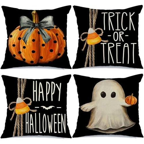 Fundas De Almohada De Halloween Cuadros Negro De 12x20 ...