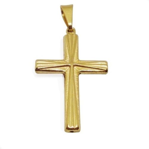 Cruz Dije Laminada En Oro Amarillo 18k Religioso Romminox