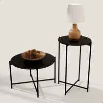 Comprar Conjunto 2 Mesas Articulada Decorativa Canto Apoio Mdf E Aço