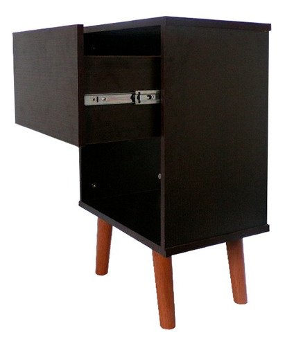 Buro Para Recamara Decomobil Mesa De Noche Minimalista Acabado Mate Texturizado Color Wengue