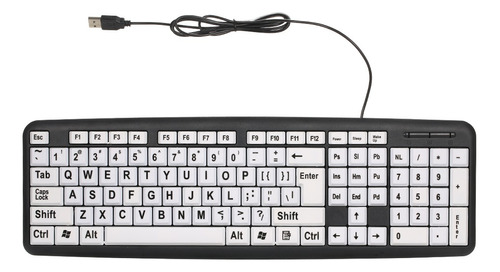 Teclado Usb Big Letter Bco For Personas Con Discapacidad