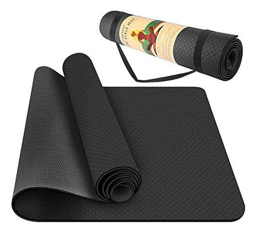 Mat Yoga Mat Tpe 8mm Fitness Ecologico Negro