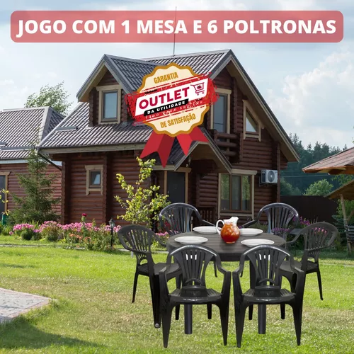 Conjunto de Mesa com Cadeiras Poltrona Plástico Kit 1 Jogo