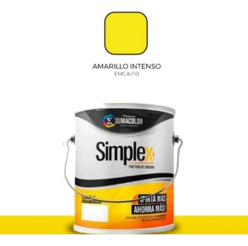 Galón Amarillo Intenso Pintura Simplex Sumacolor Clase C