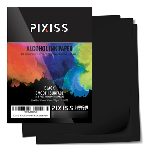 Pixiss - Papel De Tinta Negra Con Alcohol, 25 Hojas De Pape.