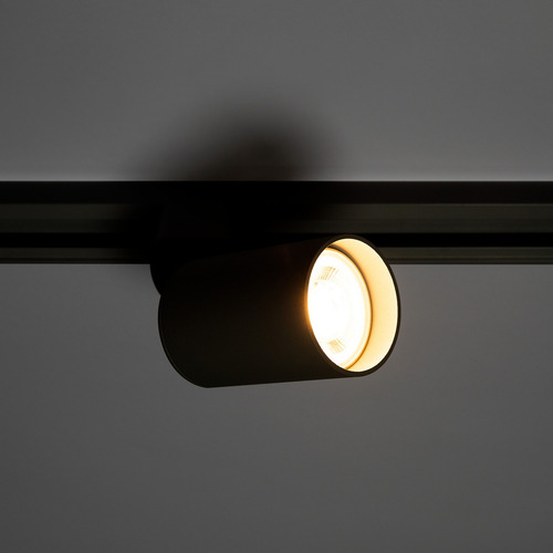 Lampara De Riel Dirigible 3 Spots Led 18w Cálida Atenuable Estructura Negro