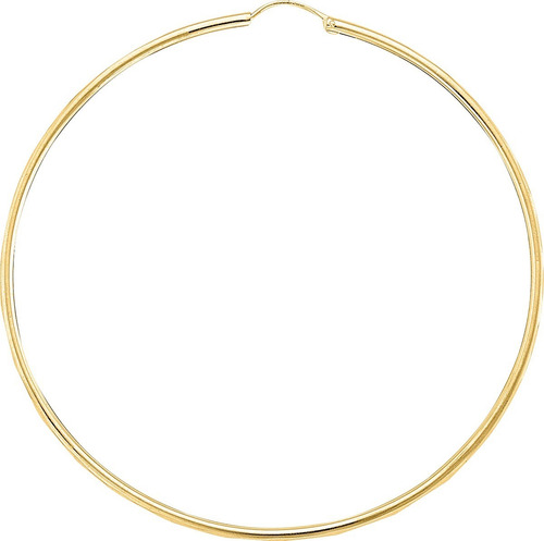 Imagen 2 de 3 de Arracada Tubo Diamantada 6 Cm Oro 10k - 335