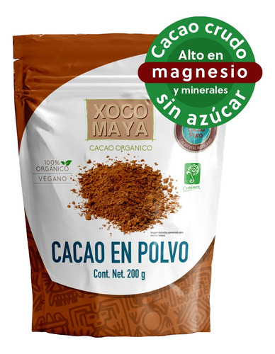 Polvo De Cacao Orgánico 200 Gr. Xoco Maya