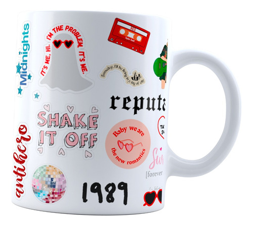 Taza Taylor Swift Stickers Swifties Eras Tour Shake It Off 