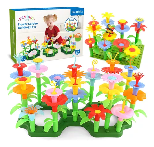 Juguetes de construcción de jardín de flores, juguete para niñas de 4 5 6  años, regalos de Navidad y cumpleaños para niños pequeños de 4 a 6 años, jug