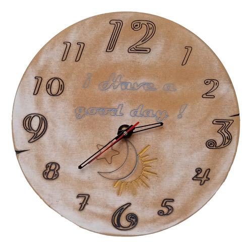 Reloj De Pared En Madera Mdf . 37 Cm X 37 Cm 