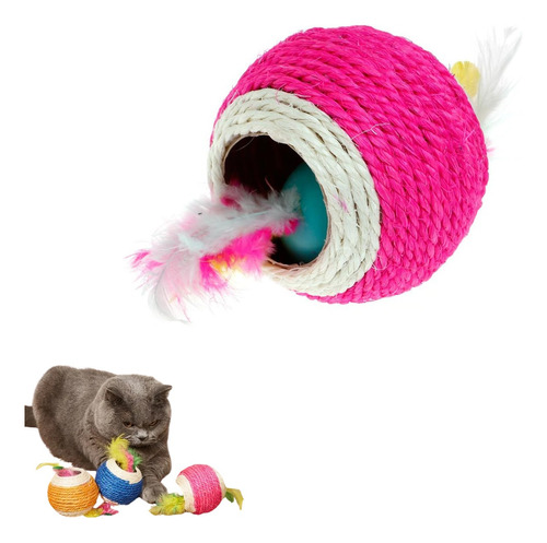 Juguete Para Gatos Pelota Sisal Con Plumas