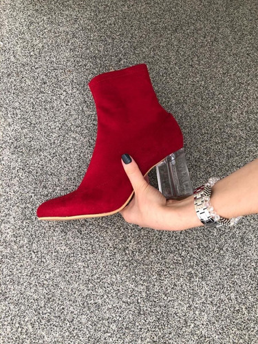 Botas Botinetas Elastizadas Taco Acrilico De Calzadosoher