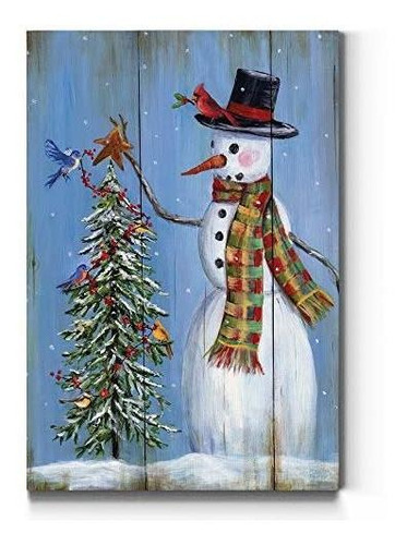 Renditions Galería Snowman And Tree Wall Art, Lindo Sdr5u