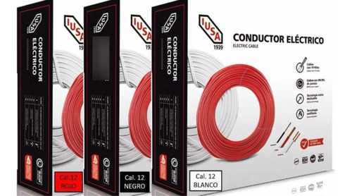 Kit 3 Cables Iusa Thw Cal 12 Negro/rojo/blanco 100% Cobre