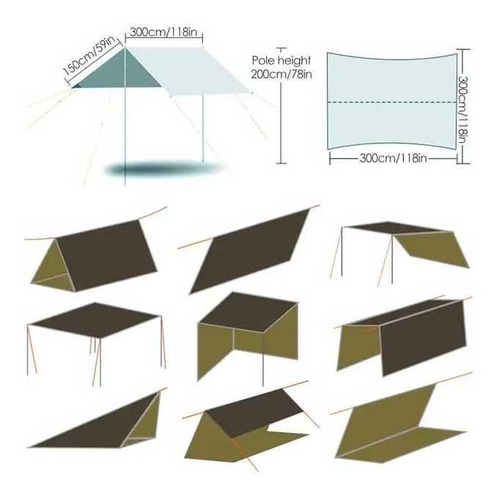 Toldo Sombra Gazebo Lona Sobretecho Camping 3x3 + Estructura