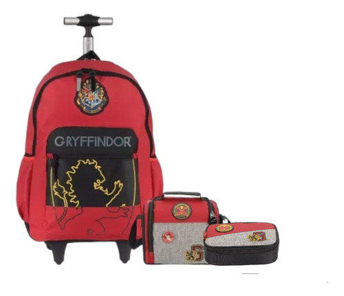 Kit Mochila Harry Potter Juvenil Rodinhas Trolley Tam Grande