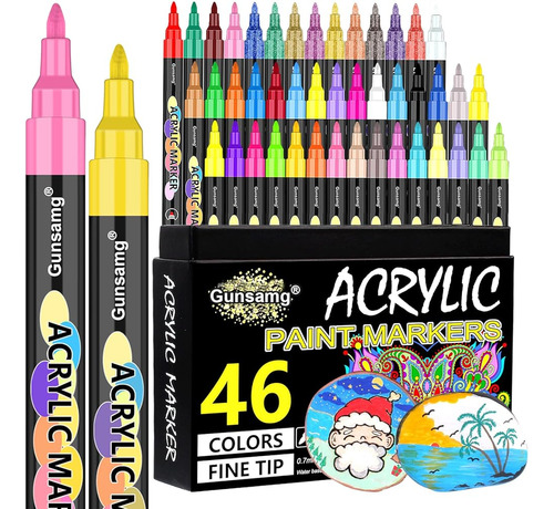 Gunsamg 46 Colores Bolígrafos De Pintura Acrílica Punta Extr