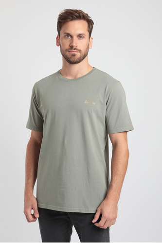 Polera Manga Corta Hombre Camping Verde - Algodón Orgánico