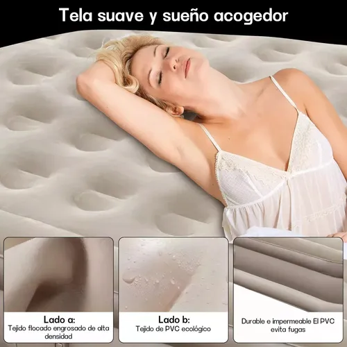 Colchón Cama Inflable Eléctrico (2 Plazas) Con Dos Almohadas