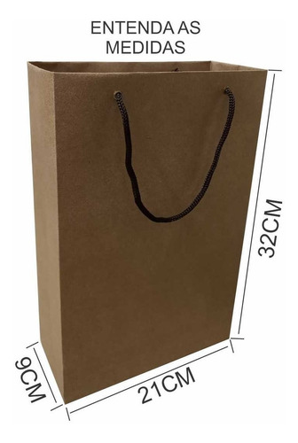 Sacola Papel Kraft 180g Resistente Com Ilhós - 100 Unidades