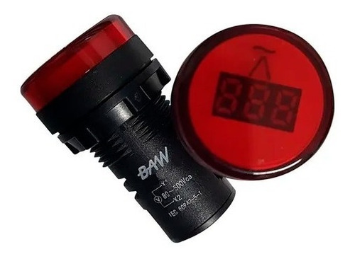 Imagen 2 de 9 de Voltimetro Digital Rojo Ojo De Buey Baw
