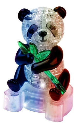 3d Crystal Quebra Cabeça Panda De Mesa C/ Base Iluminada