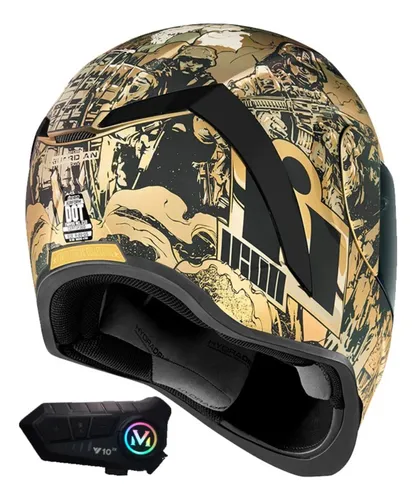 Casco Integral Icon + Intercomunicador + Visor De Color - As