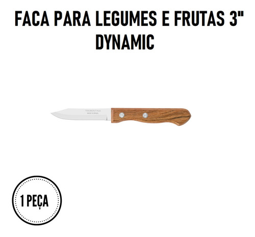 Kit Facas P/ Cozinha Tramontina Inox Madeira Chef Fruta 2pçs
