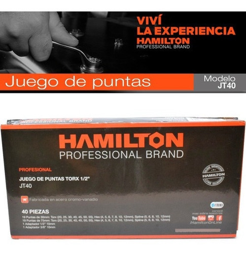 Juego Puntas Bocallaves Torx Allen Tubos Hamilton 40 Piezas