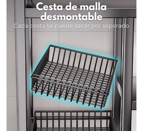 Estanteria Anaquel Organizador Ruedas 4 Niveles 4 Canastilla