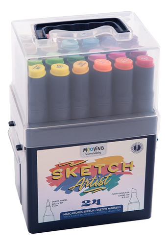 Marcadores Sketch Artist Doble Punta X 24 Mooving Coloring