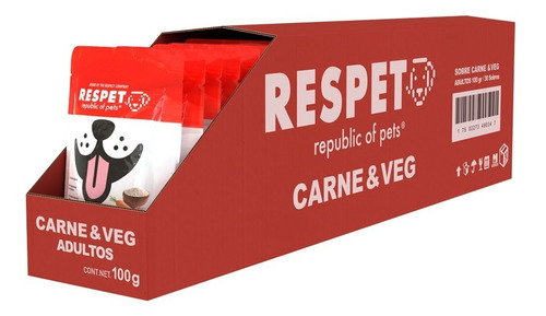 RESPET alimento húmedo para perro adulto sabor carne y vegetales 30 sobres 100gr