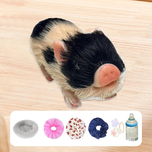 Animal Bonito Porco Boneca Silicone Porco Reborn Porco Preto