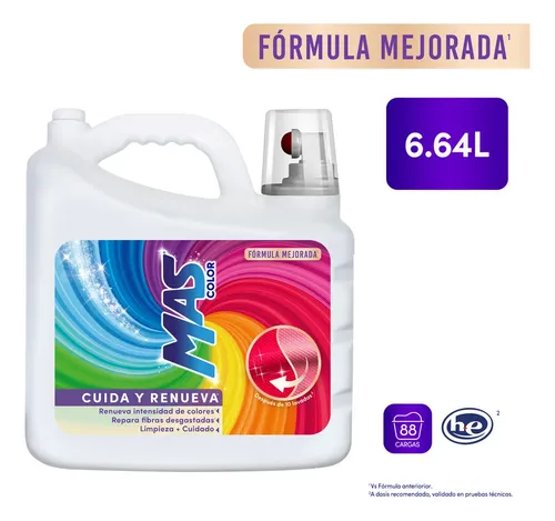 Detergente líquido Mas Color, Colores intensos 6.64L