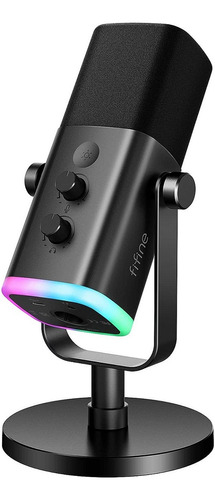 Micrófono Fifine Ampligame Am8 Rgb Usb/xlr Dynamic - Negro