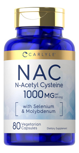 Suplemento Carlyle Nac N-acetilcisteína 1000mg 80 Cápsulas