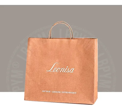 Bolsa Regalo Papel Kraft Leonisa Con Tarjeta 30x29x14