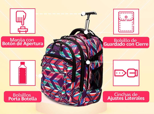 Imagen 7 de 10 de Mochila Carro Carrito Escolar Base Reforzada Manija Telescopica Original La Mas Grande Extensible !!tsr