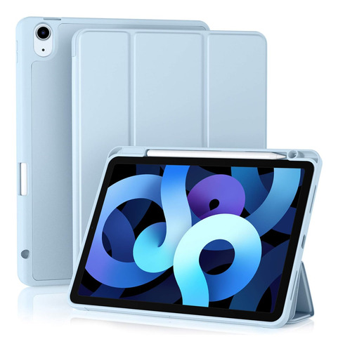 Funda iPad Air 4 Akkerds Soporte Par Lápiz Rígido Azul Claro