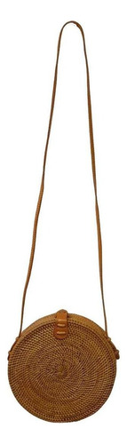 Bolsa De Palha Rattan Redonda Com Alça 20cm