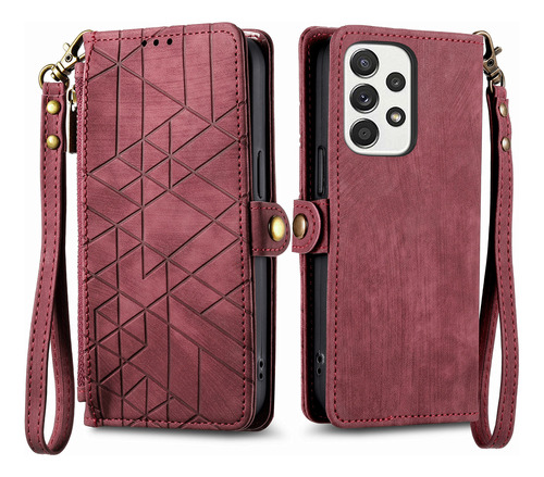 Funda Tipo Cartera De Piel Con Cremallera Para Samsung Solt