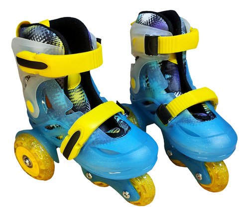 Patines Entrenador Ajustable Led Kit Completo Azul 17 - 19 Mx 8 Cm Azul Acero