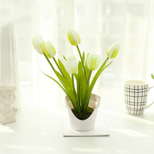 Imagen 7 de 10 de Cont Artificial Tulipán Exquisitas 6 Plantas En Maceta Para