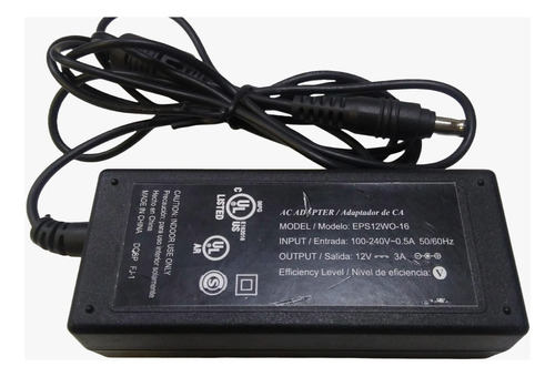 Fuente Cargador 12 Volt 3 Ampere. No Incluye Cable Power